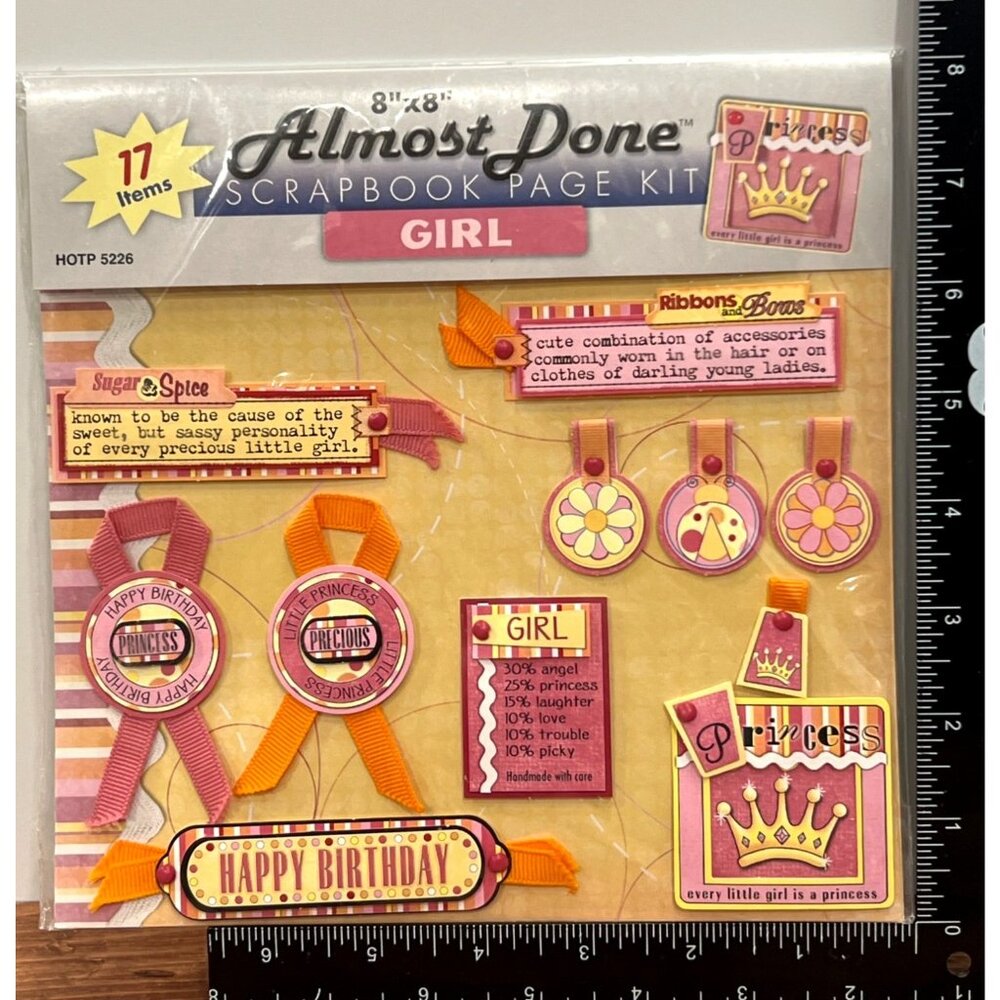 Almost Done Girl 8"x8" Scrapbook Page Kit With 17 Coordinating pieces HOTP 5226